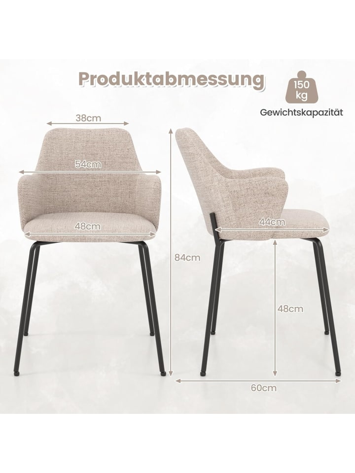 COSTWAY 2er Set Esszimmerstühle in Beige günstig kaufen onesize