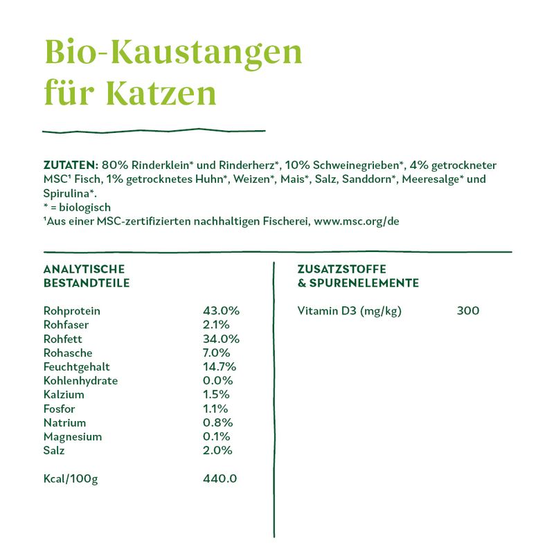 Yarrah Bio Katzensnack Kaustangen mit Fisch