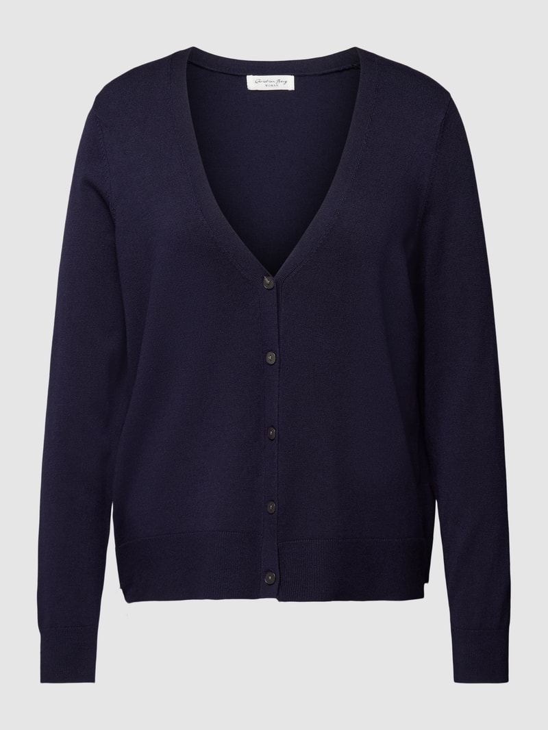 Strickcardigan mit tiefem V-Ausschnitt in dunkelblau