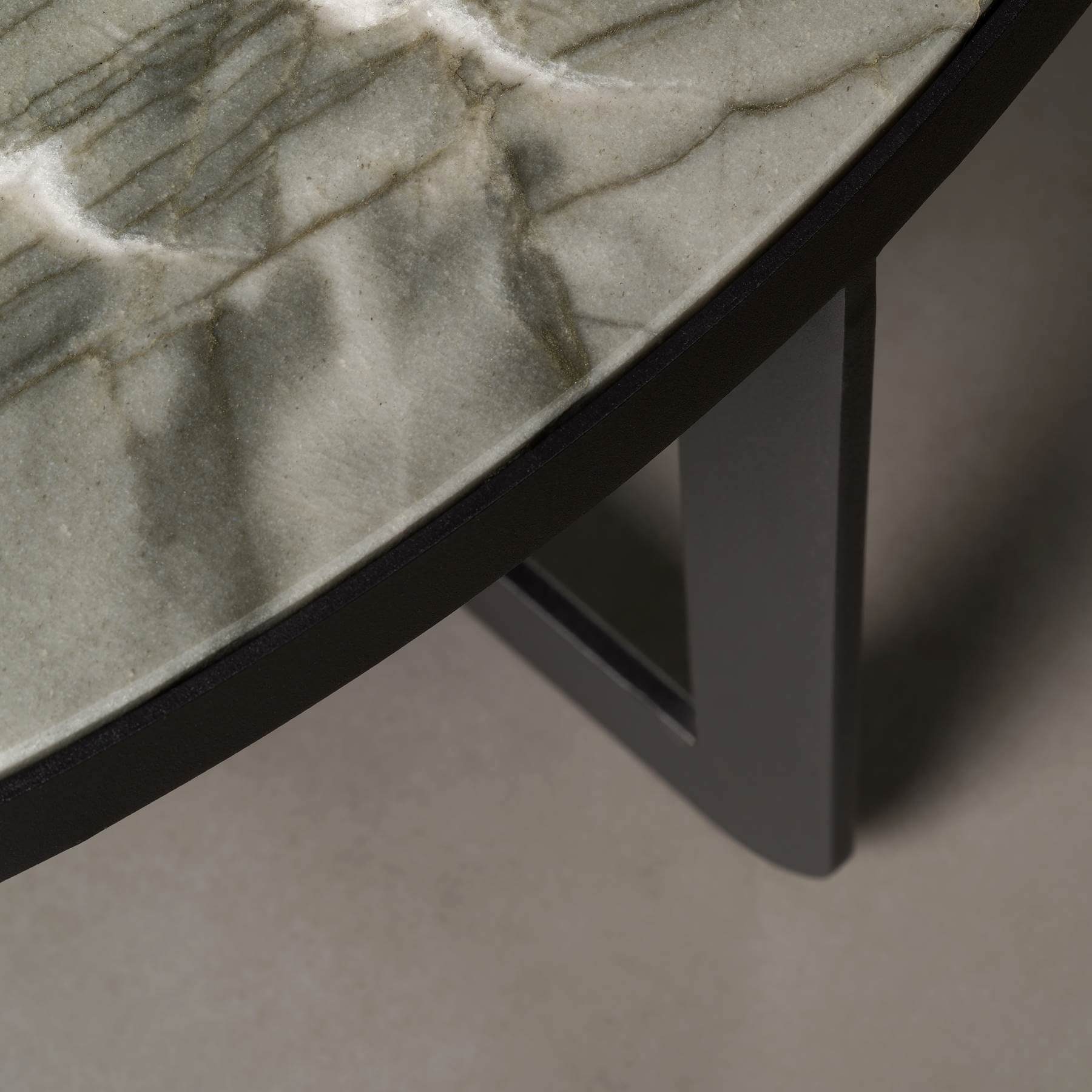 MAGNA Atelier Couchtisch OSAKA mit ECHTEM MARMOR, Wohnzimmer Tisch rund, Beistelltisch, schwarz Metallgestell, Ø70x42cm