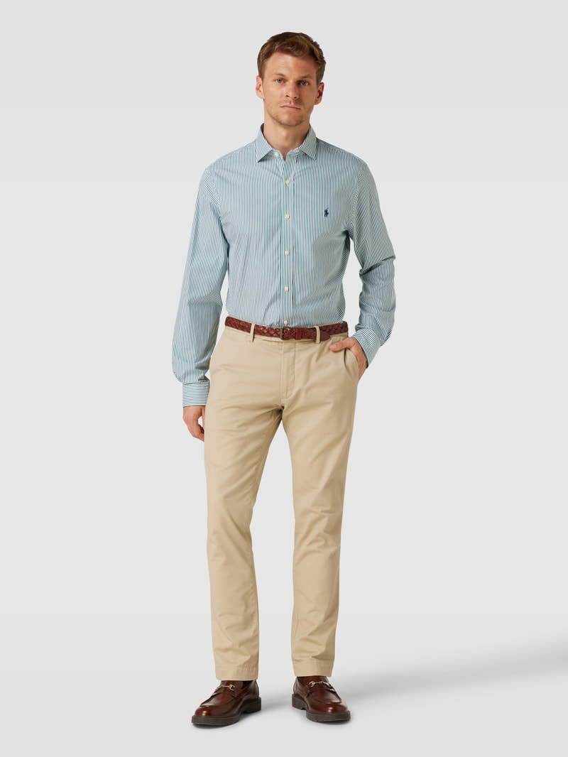 Slim Fit Business-Hemd mit Streifenmuster in grün
