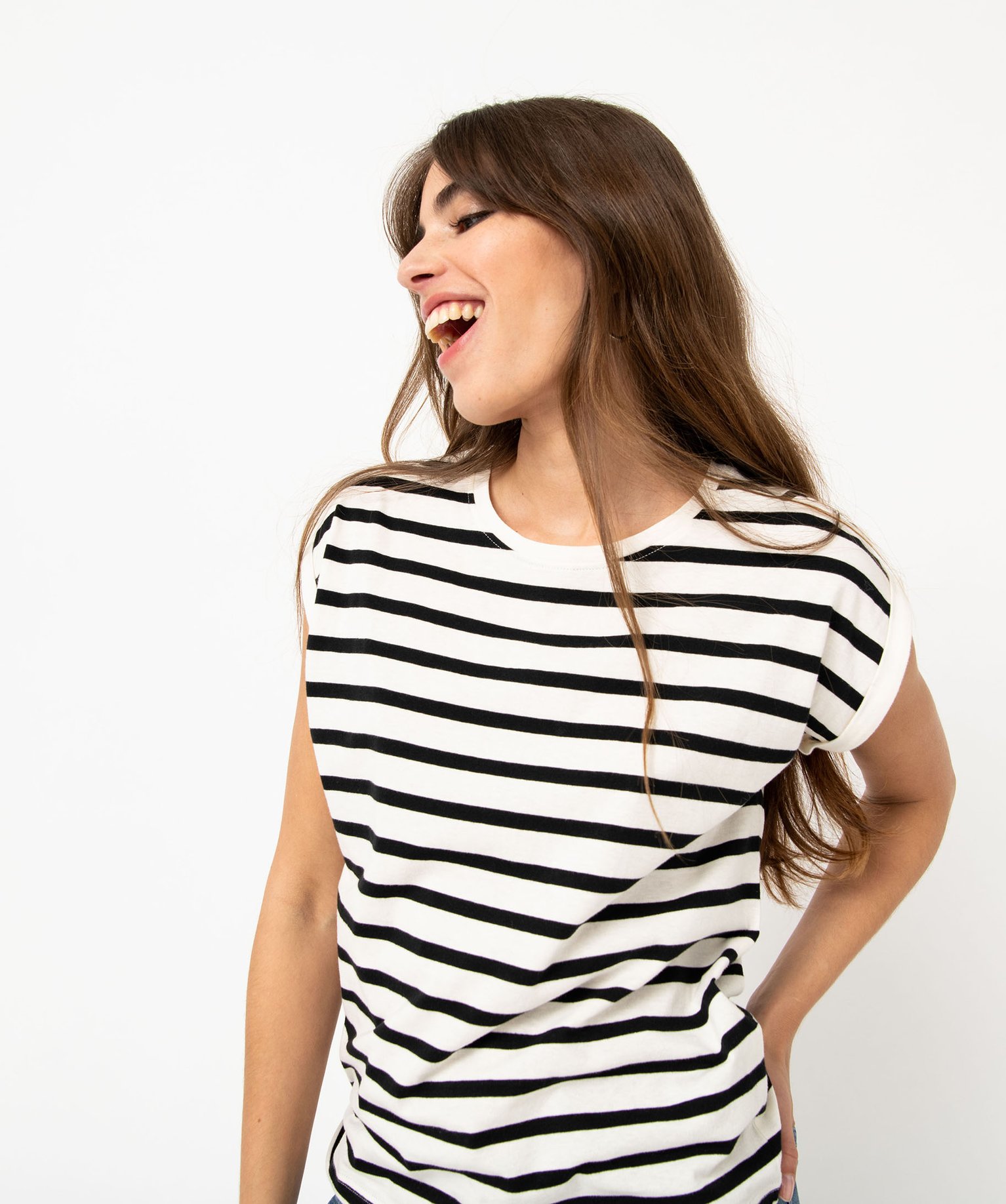 Tee-shirt femme rayé à manches ultra courtes raye | GEMO