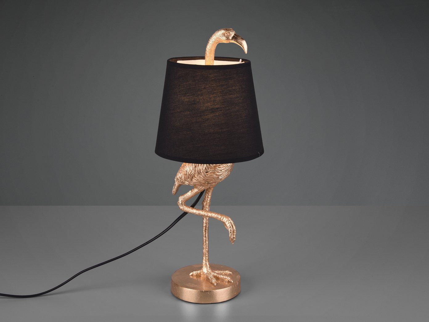 meineWunschleuchte LED Tischleuchte, LED wechselbar, Warmweiß, große ausgefallene Designer-lampe Tierlampe Fensterbank gold-en H 33cm