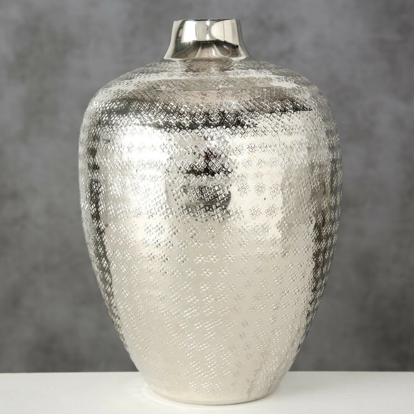Meinposten Dekovase Vase silber Metall 25 cm Deko Tischdeko