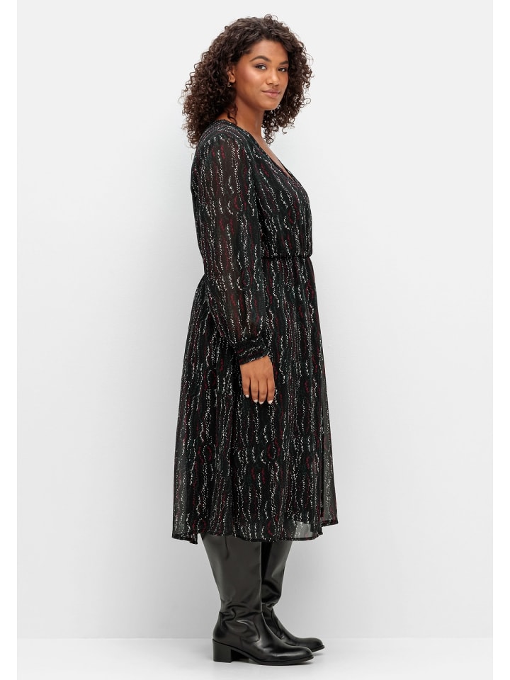 sheego Chiffonkleid in schwarz gemustert günstig kaufen 48
