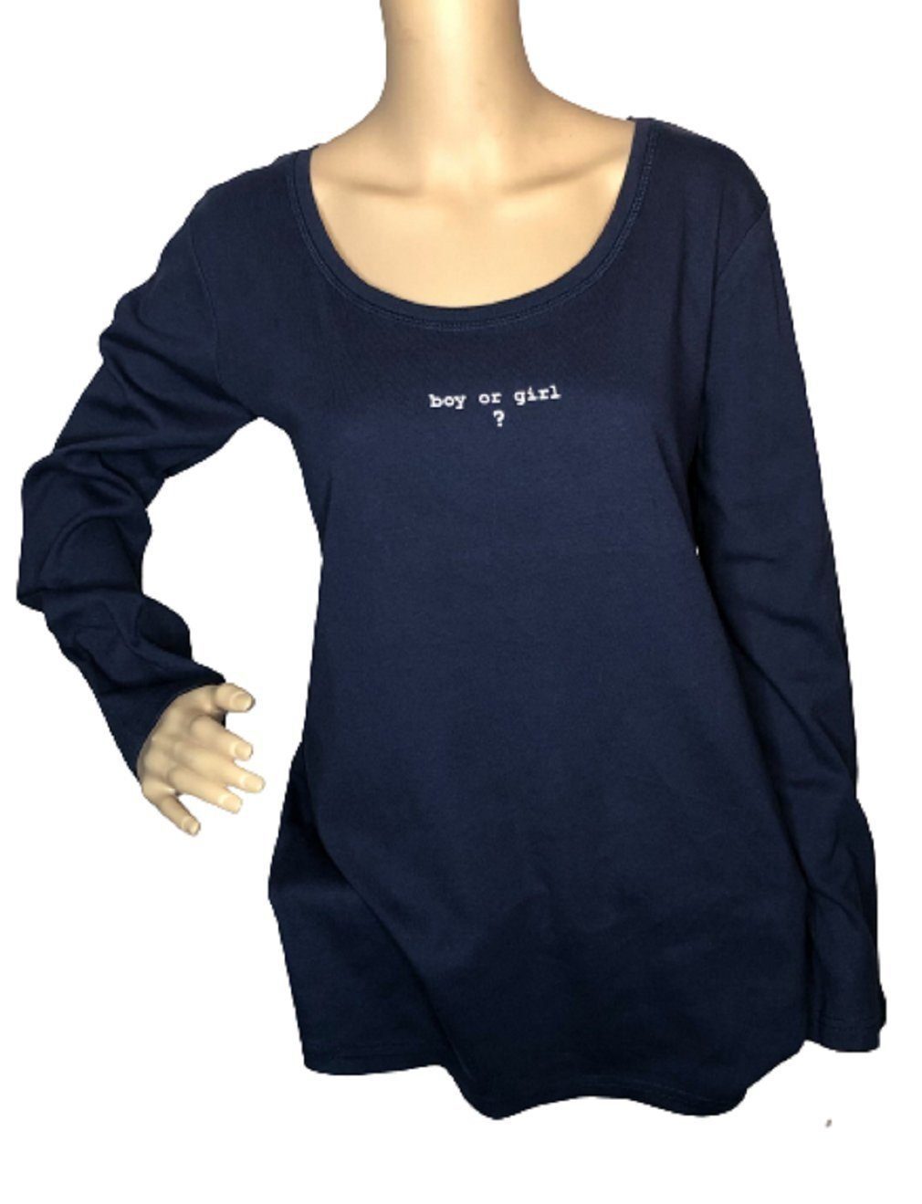 Bellybutton Umstandsshirt N-22820 blau Aufdruck „boy or girl?“