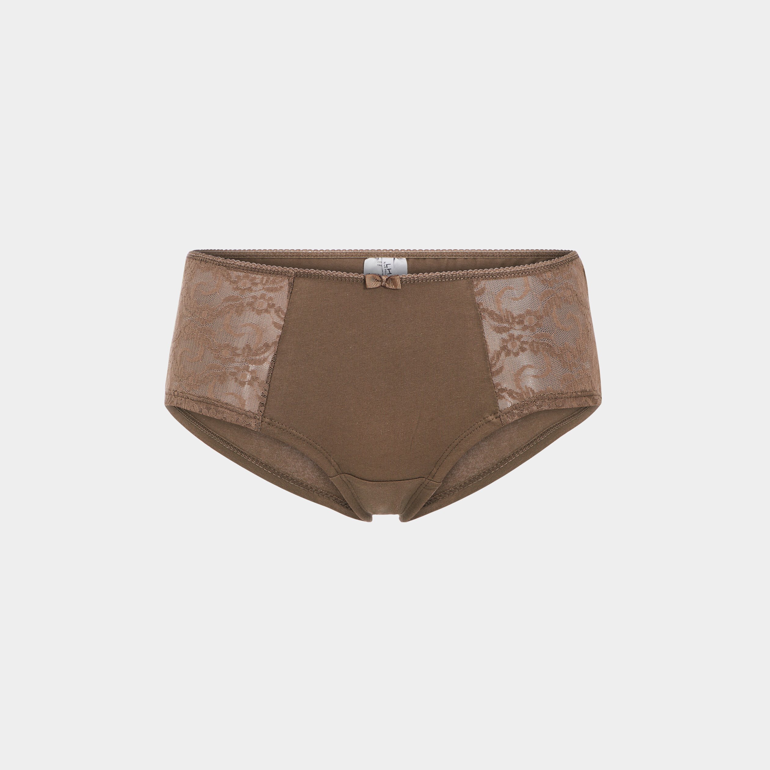 Shorty en coton avec dentelle vert kaki femme | La Halle