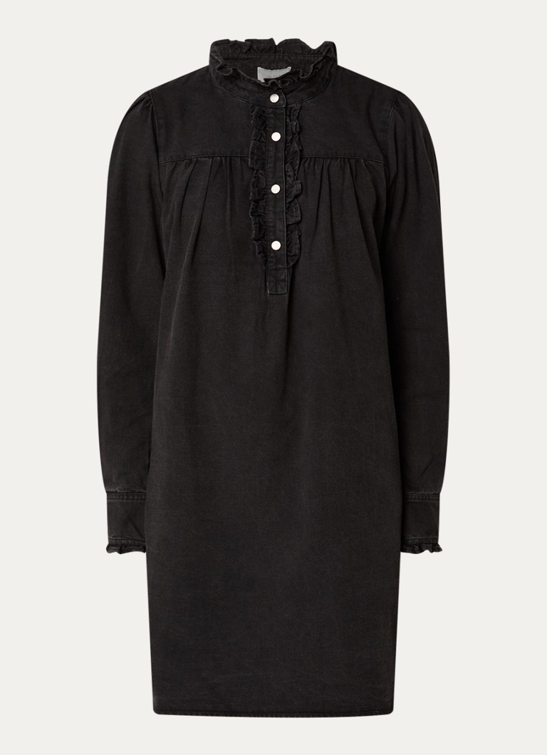 Vestido corto tipo túnica de mezclilla negra Ava Neo
