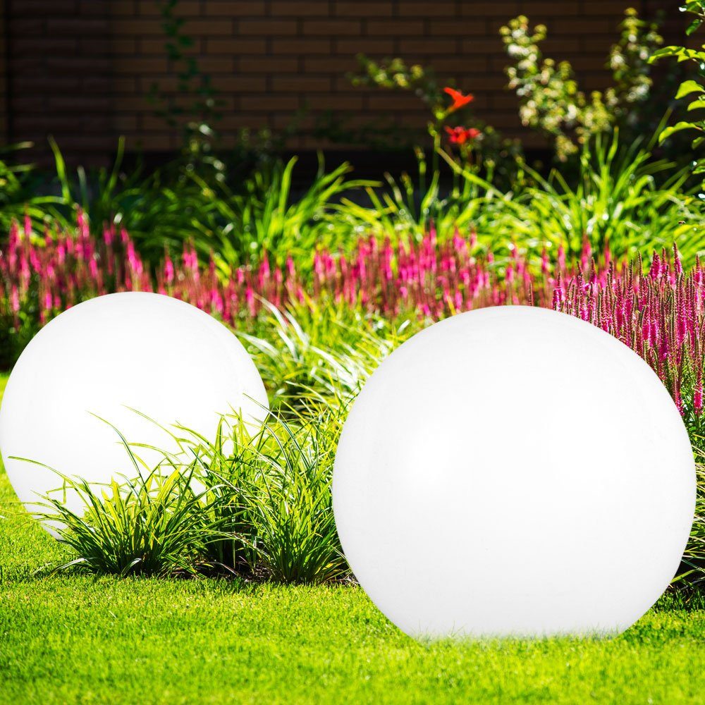 etc-shop LED Gartenleuchte, LED-Leuchtmittel fest verbaut, 4er Set Outdoor LED Solar Kugel Leuchte Deko Lampe IP44