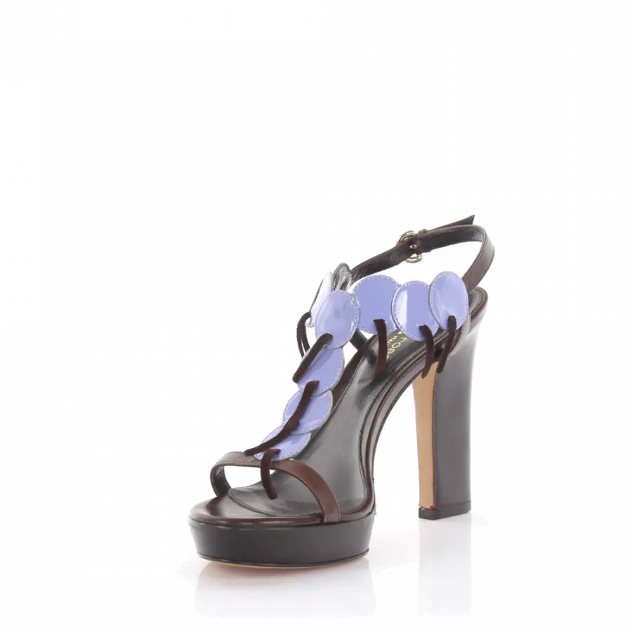 Sergio Rossi - Sandalen Plateau Knöchelriemchen Lackleder lila - lila