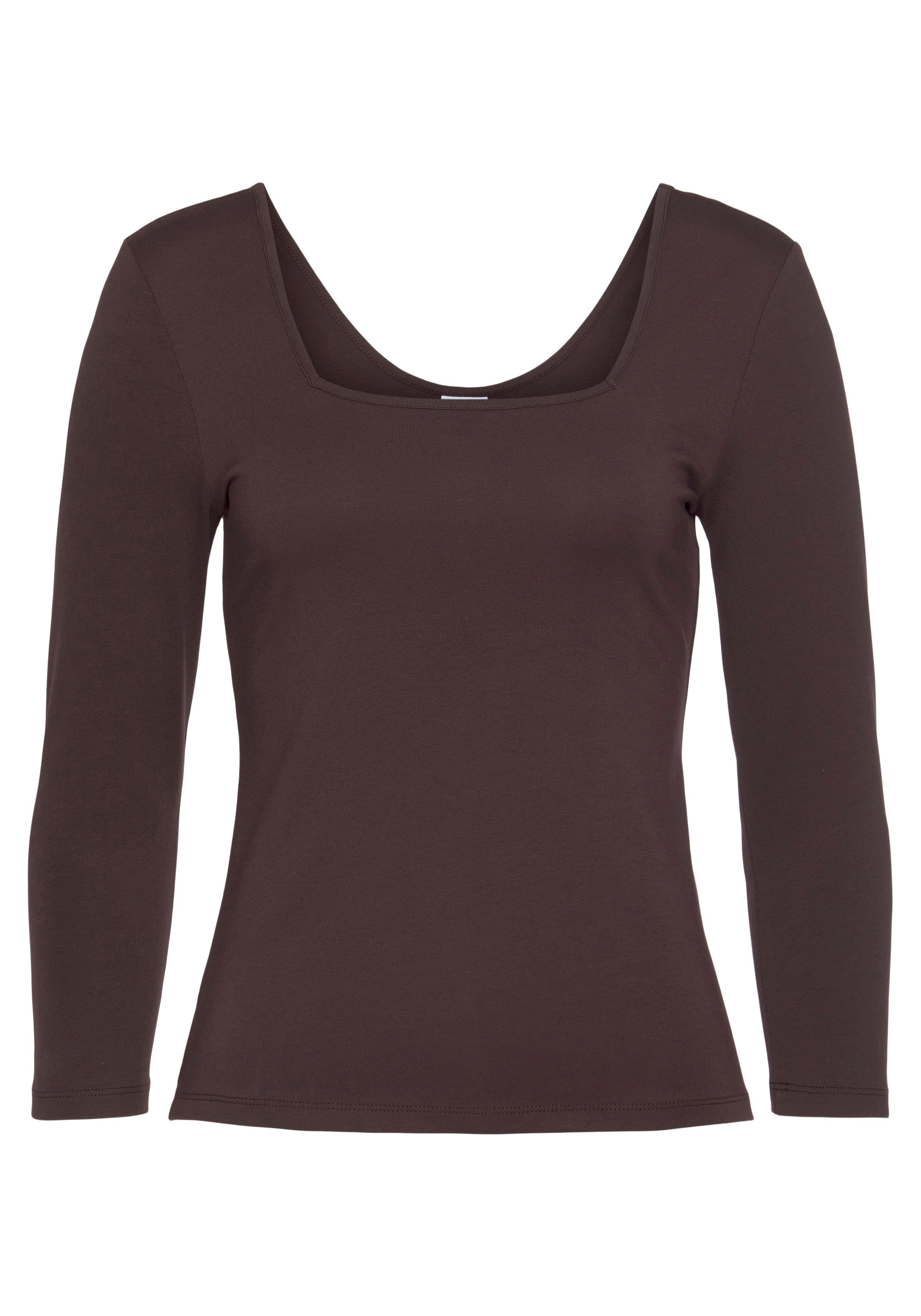 LASCANA Langarmshirt mit modischem Karree-Ausschnitt