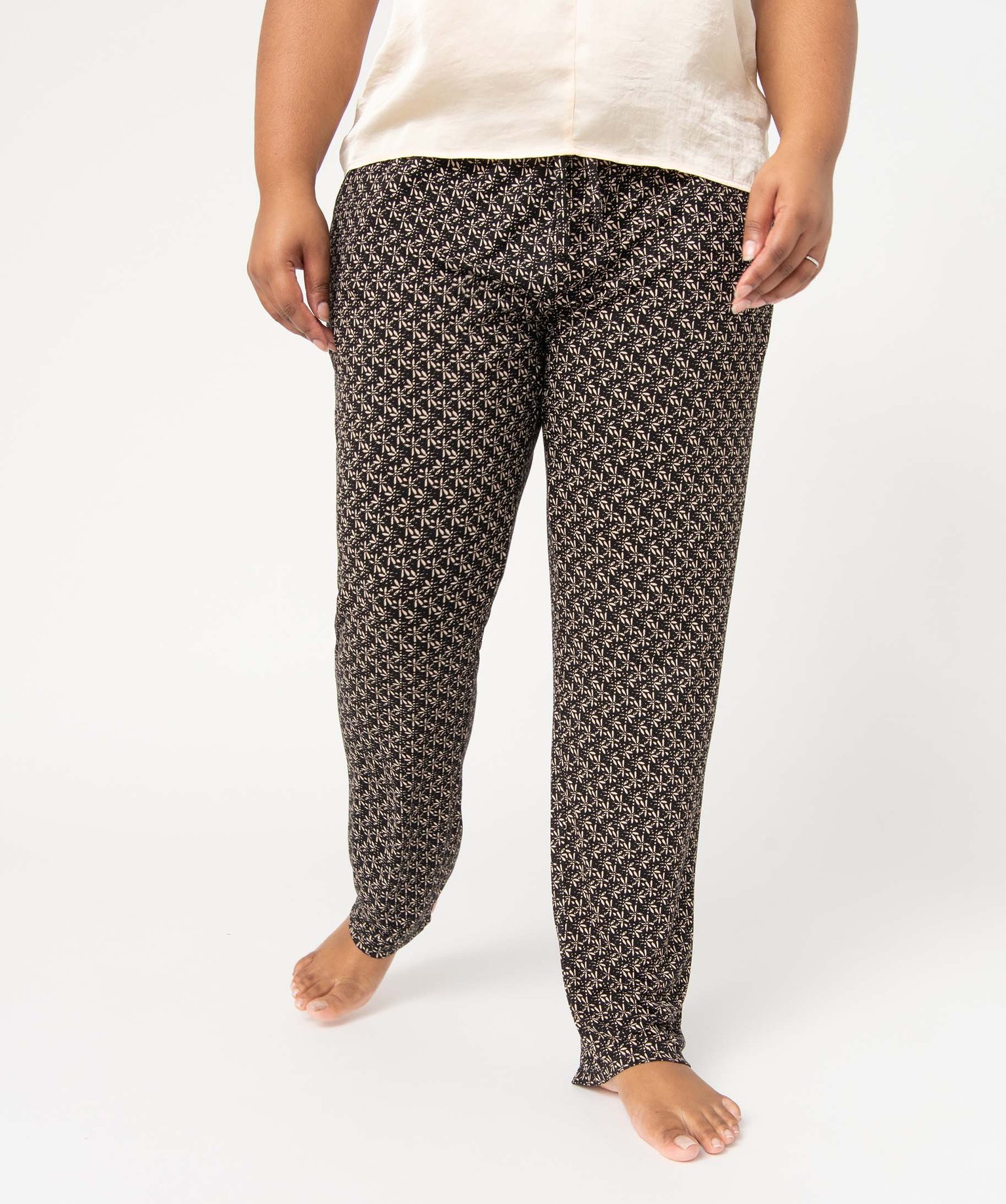 Pantalon de pyjama femme grande taille en jersey imprimé imprime | GEMO