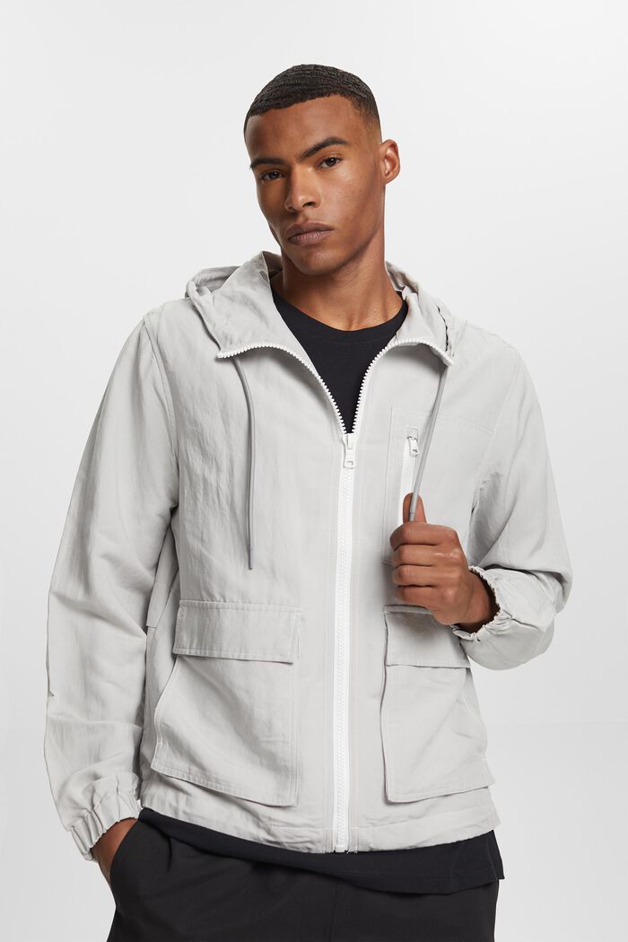 Übergangsjacke mit Kapuze, Leinenmix