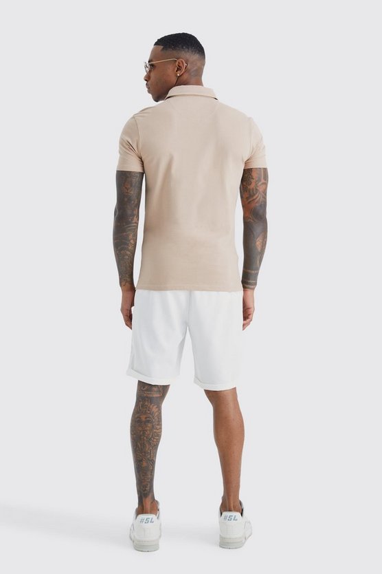 Kurzarm Muscle Fit Jersey-Hemd