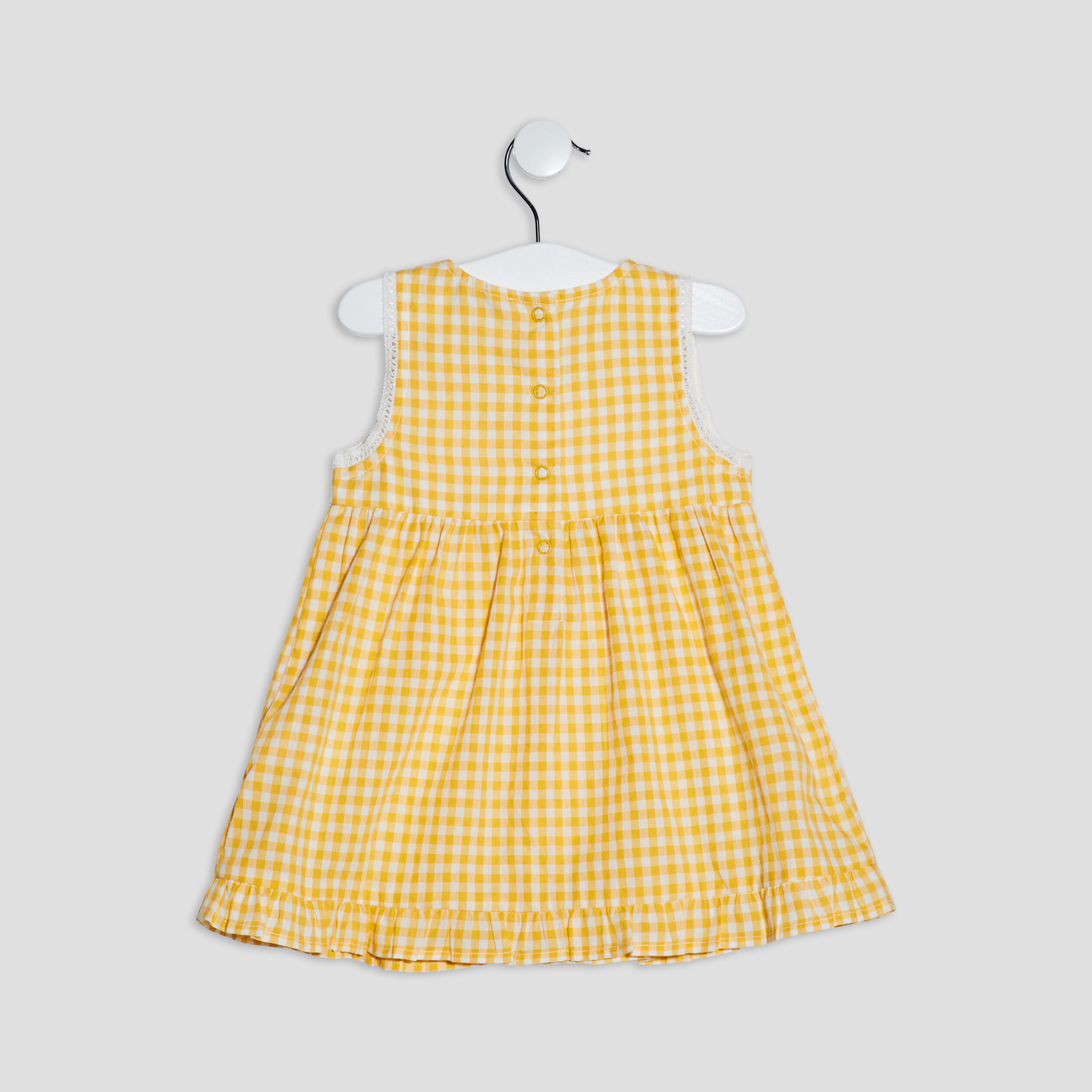 Ensemble 2 pièces robe vichy et culotte ecru bébé fille | La Halle