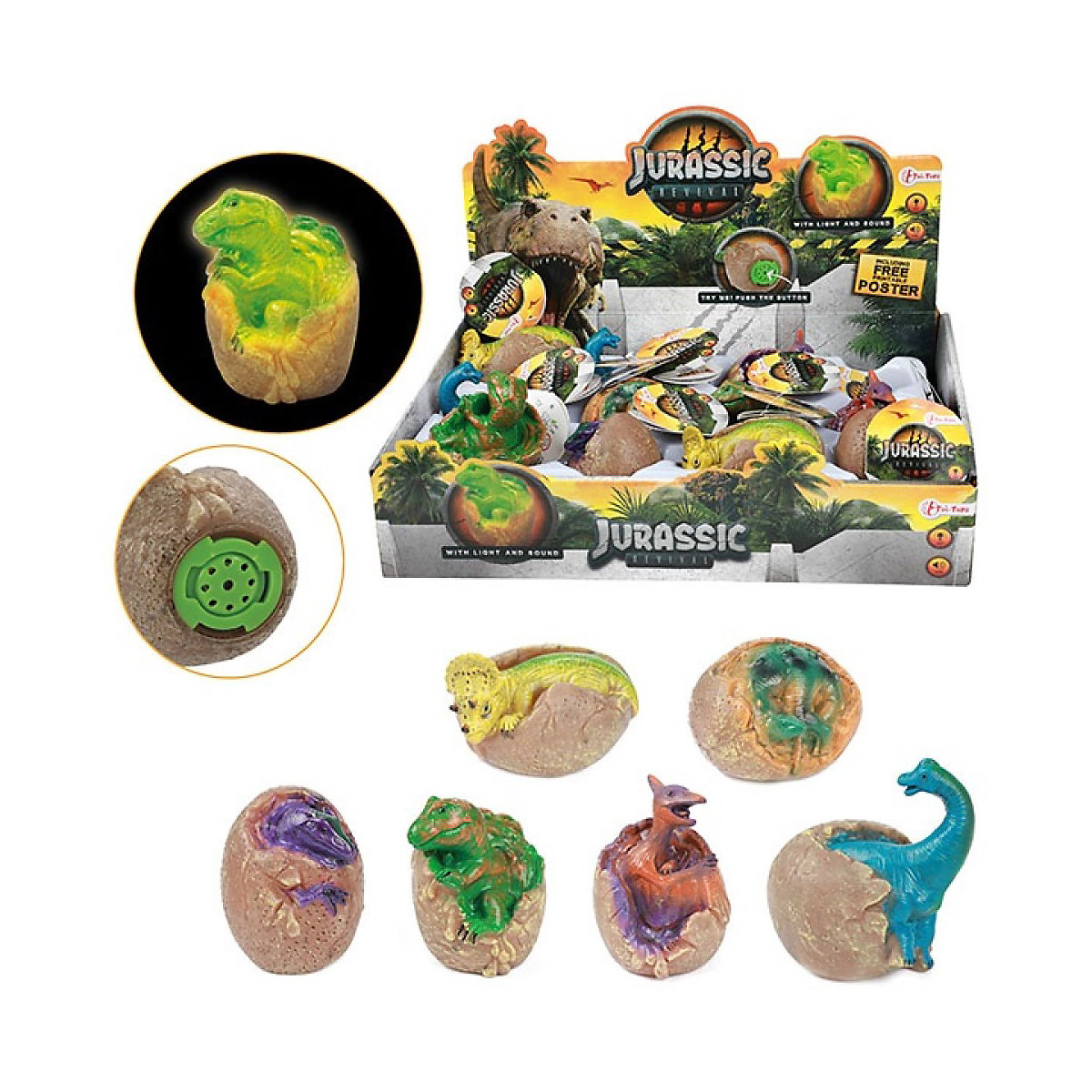 Jurassic Revival Baby Dinosaurier im Ei Licht und Ton