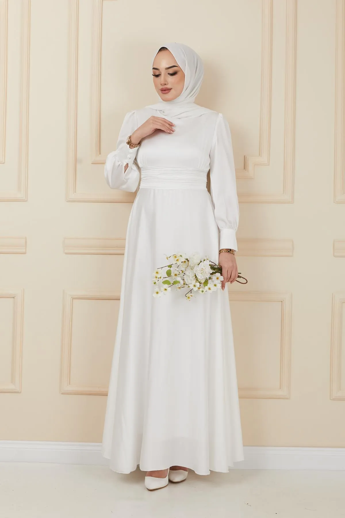 Olcay  Abendkleid - Ecru - Lang