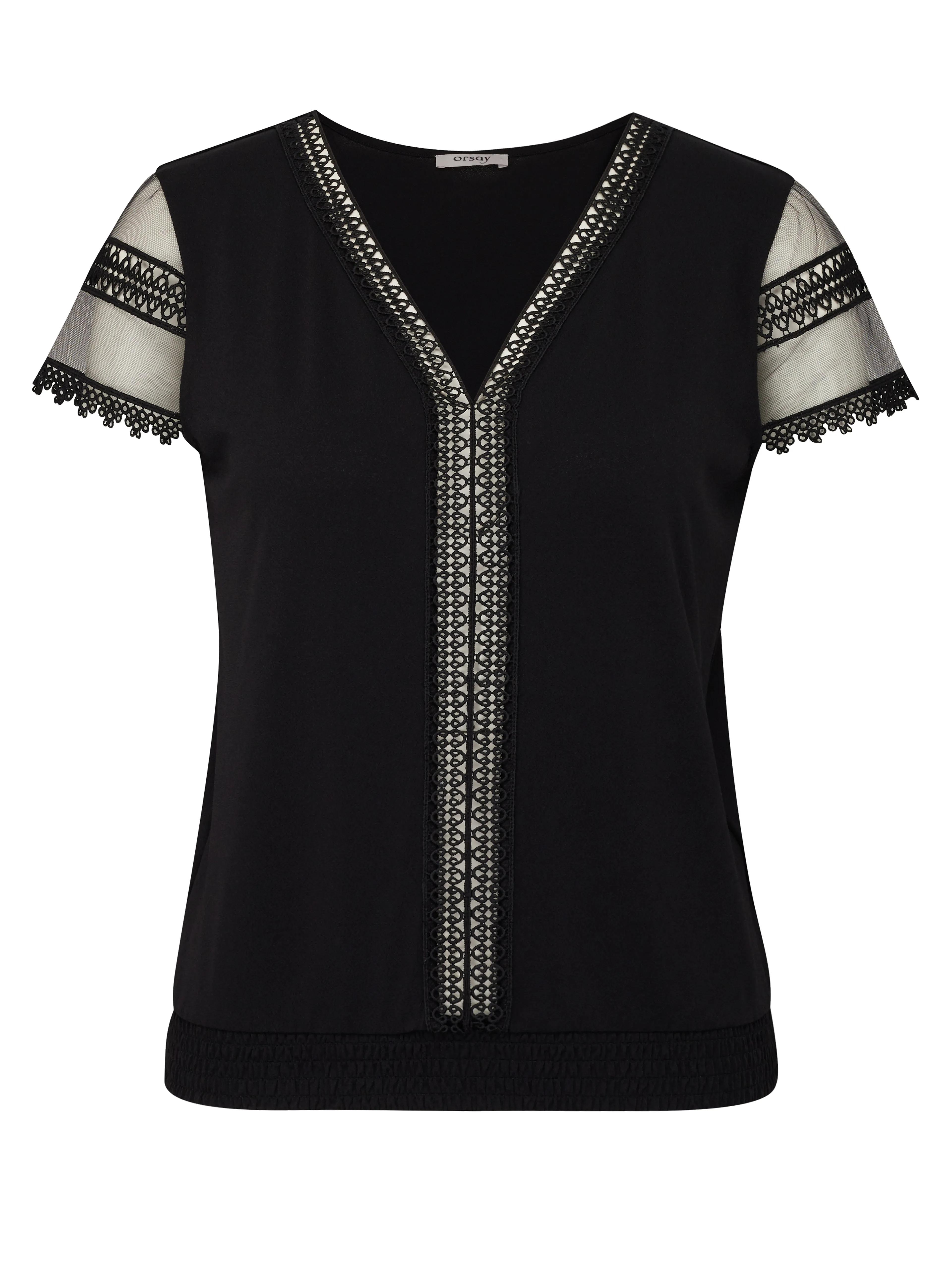 Schwarzes Damen-T-Shirt mit kurzen Ärmeln ORSAY