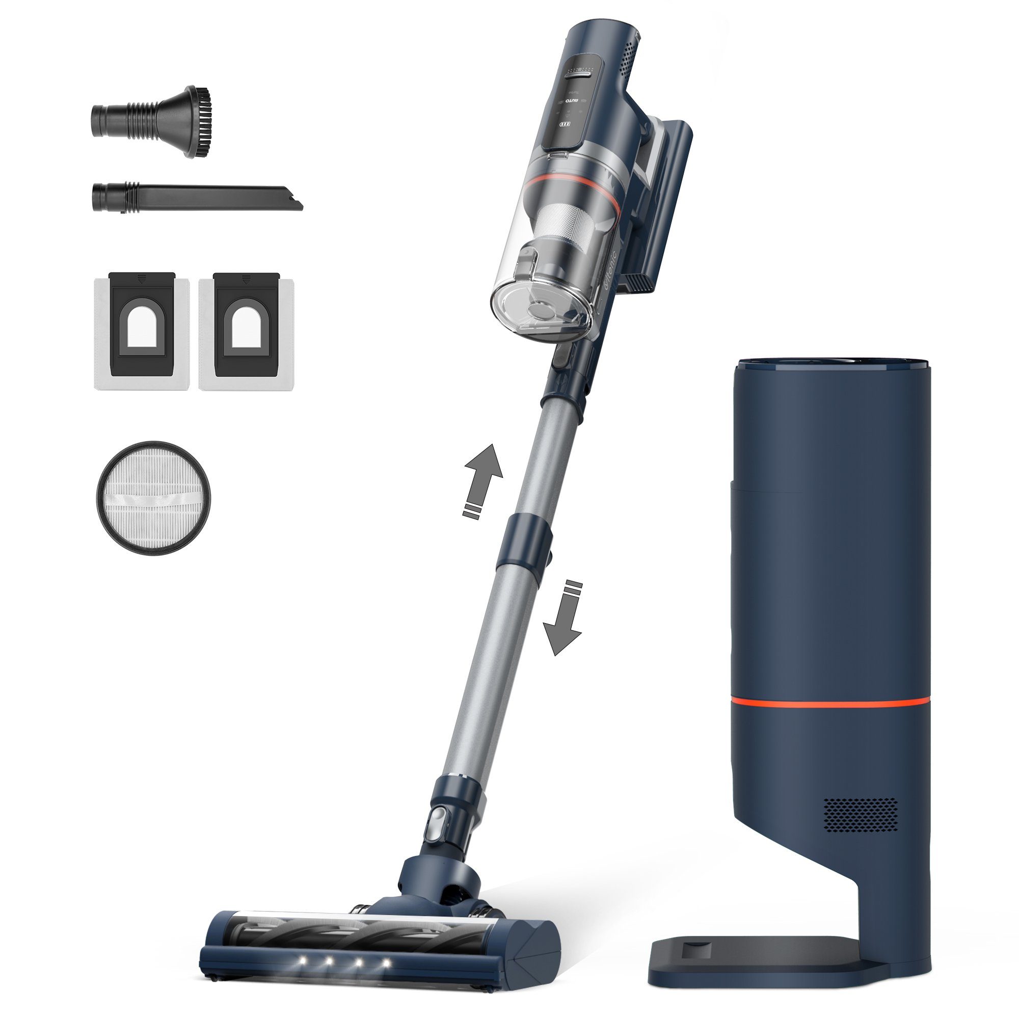 Ultenic Akku-Stielstaubsauger FS1, 450,00 W, mit Beutel, Staubsauger mit Absaugstation/3L Staubbehälter/60 Minuten Laufzait