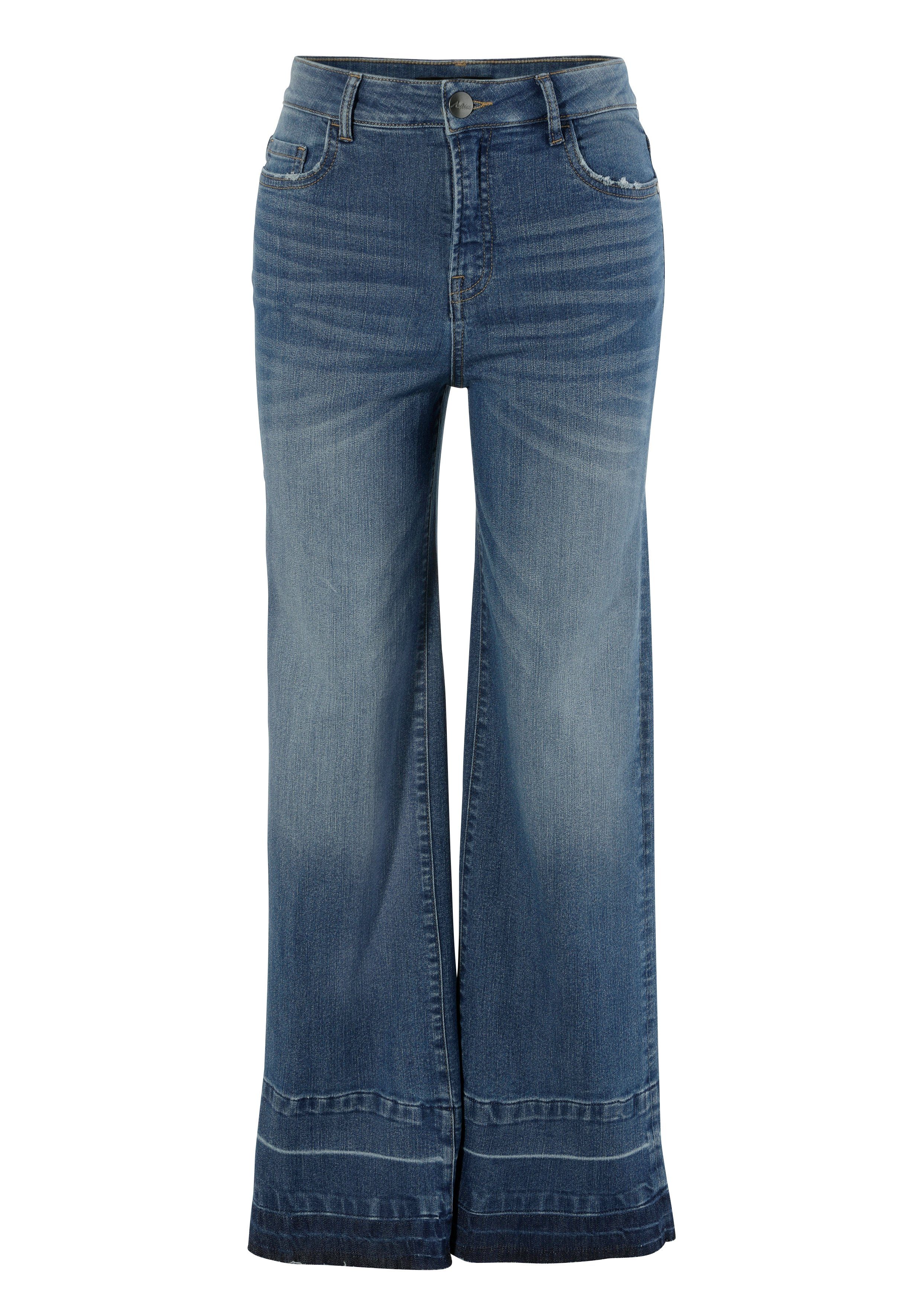 Aniston CASUAL Straight-Jeans mit trendiger Waschung am leicht ausgefranstem Saum