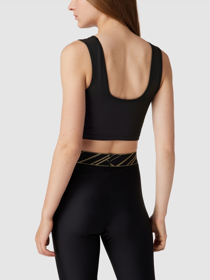 Crop Top mit Logo-Print Modell 'Shiny' in schwarz