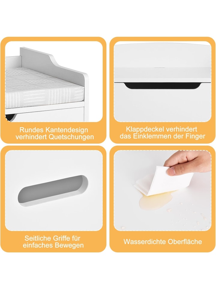 COSTWAY 2 in 1 Spielzeugkiste mit Sitzkissen in Weiß günstig kaufen onesize