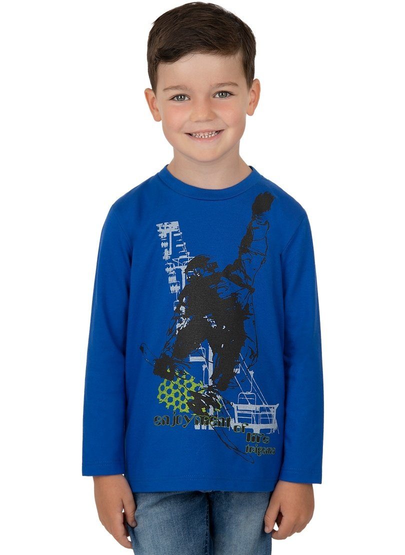 Trigema T-Shirt TRIGEMA Longsleeve mit Snowboard-Print