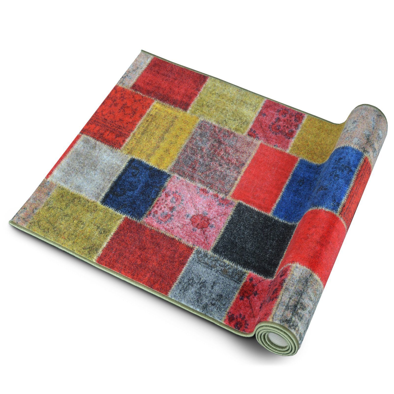 Läufer Monsano, Teppichläufer erhältlich in 2 Farben & vielen Größen, Floordirekt, rechteckig, Höhe: 7 mm, Patchwork-Design
