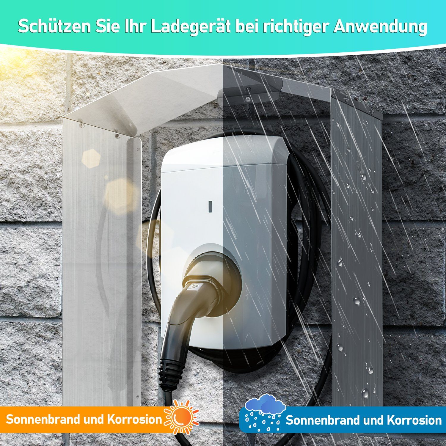 Gimisgu Wallbox Wetterschutz Abdeckung für Wallbox Edelstahl 45 x 40 x 20 cm Elektroauto-Ladestation-Halterung, (1-tlg)