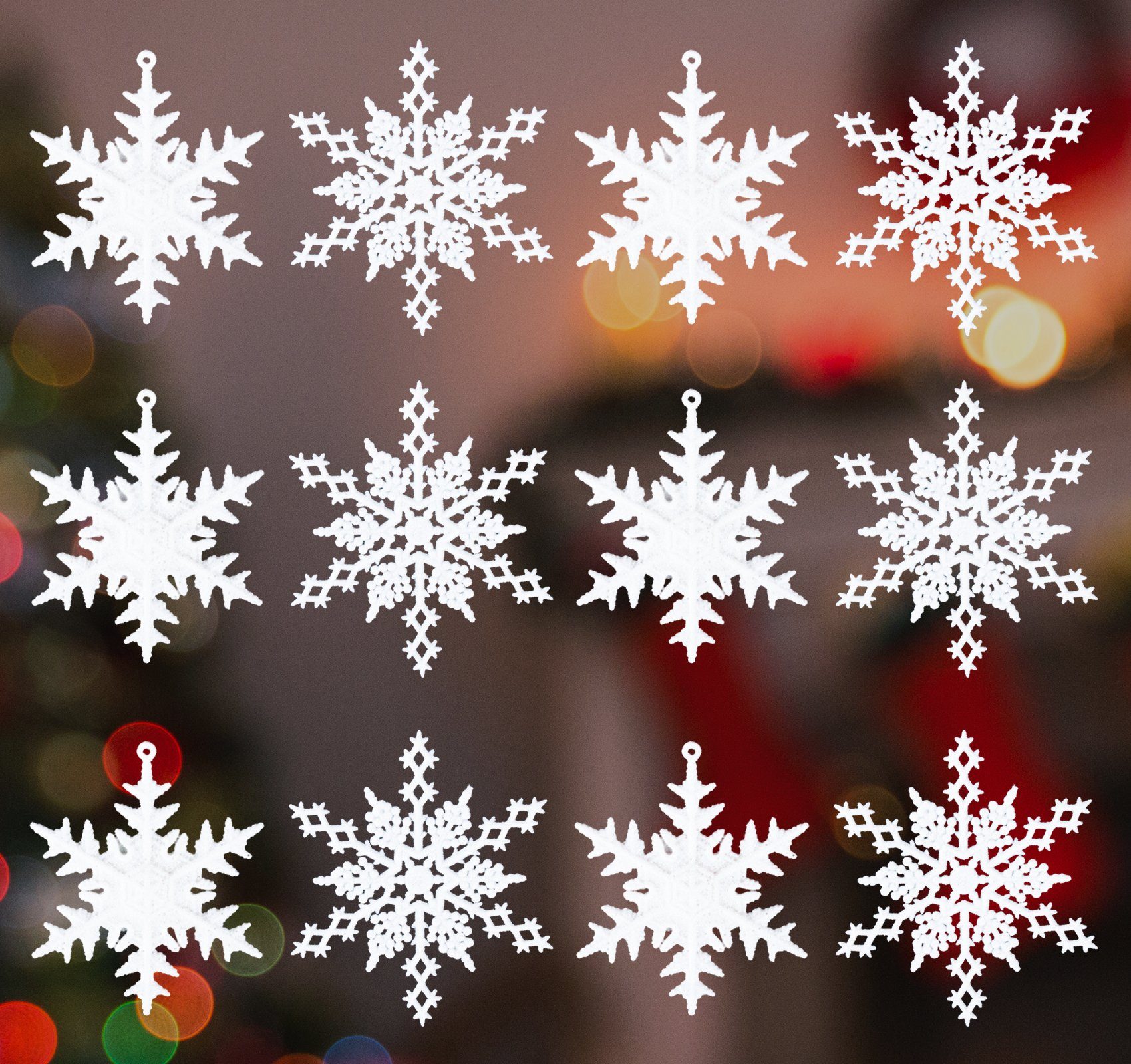Homewit Christbaumschmuck Schneeflocken Weihnachten Deko Anhänger für Weihnachtsbaum (36-tlg), Glitzer Weihnachtsschmuck Weihnachtsdeko Set