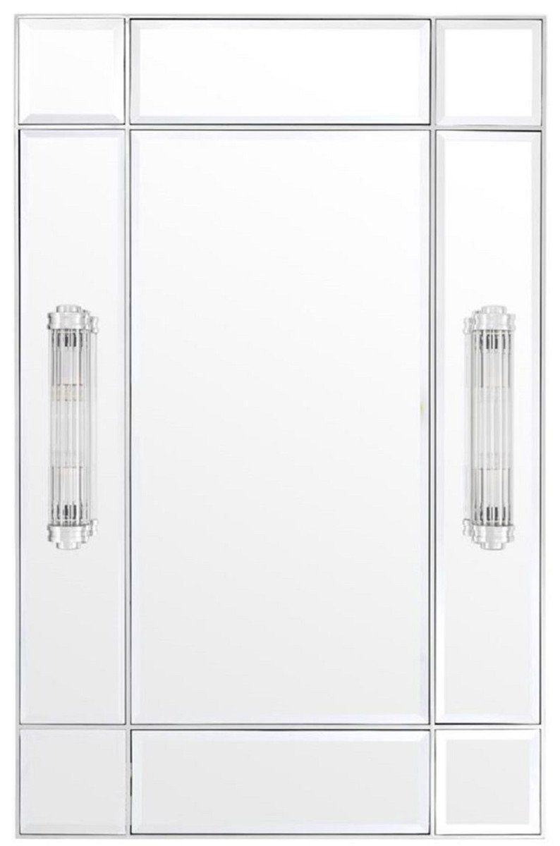 Casa Padrino Wandspiegel Luxus Wandspiegel mit Licht Silber 90 x 13 x H. 140 cm - Luxus Qualität