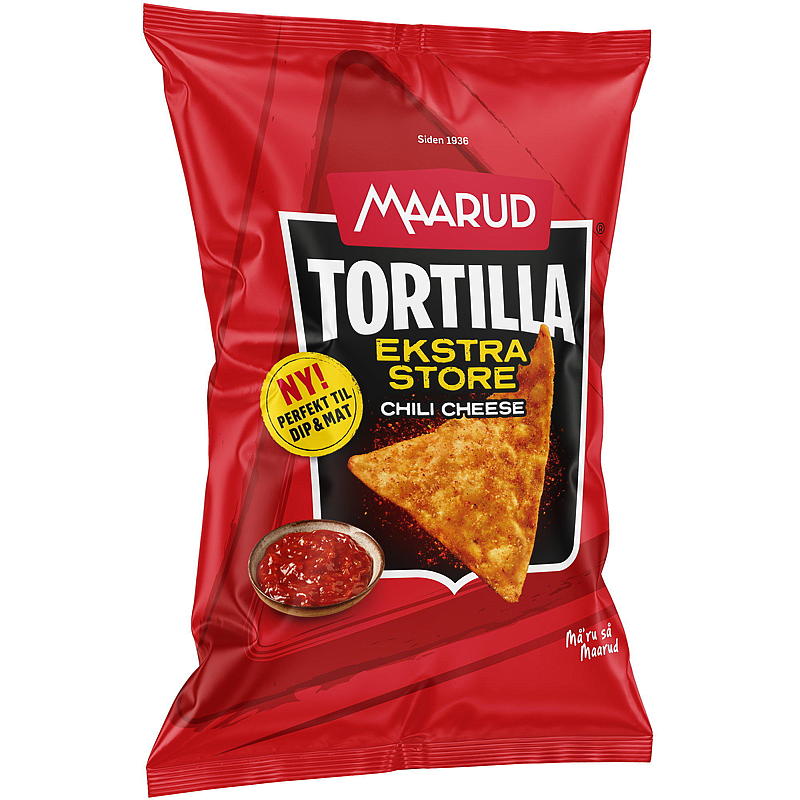 Maarud Tortilla 140 g Ekstra store chili cheese