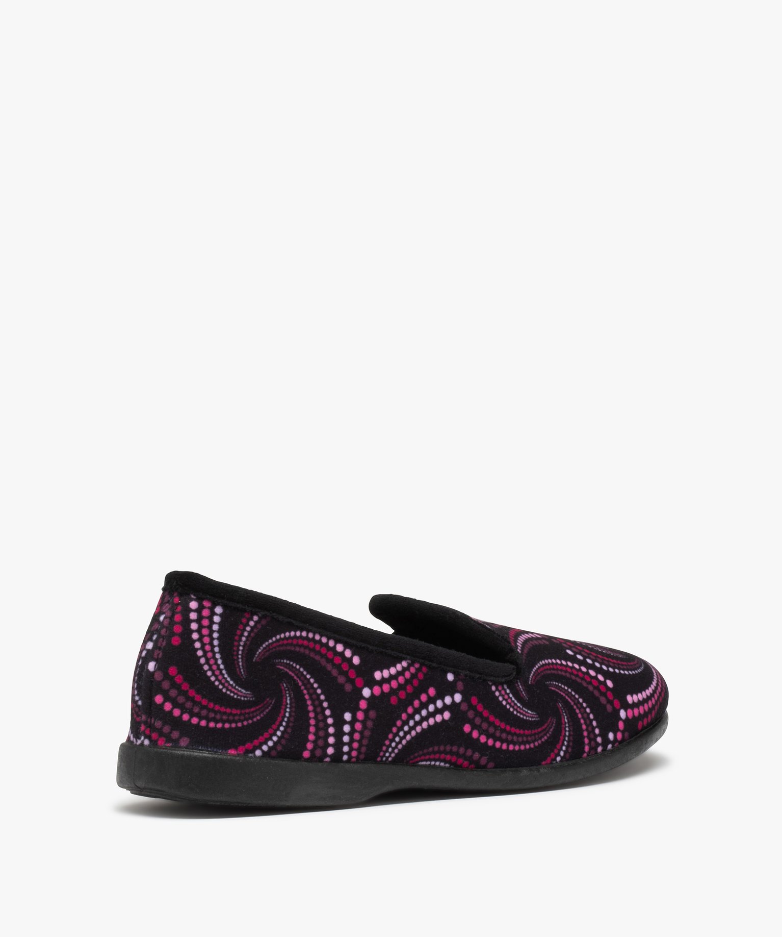 Chaussons charentaises en velours ras imprimé femme violet | GEMO