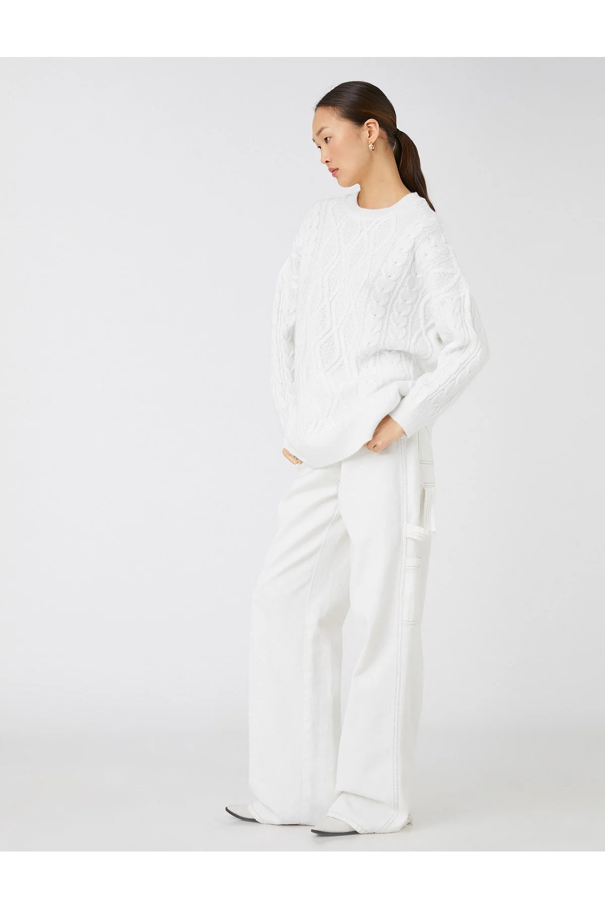 Koton  Übergroßer Strickpullover mit Rundhalsausschnitt