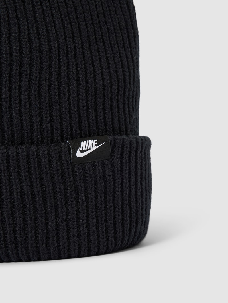Beanie mit Label-Detail Modell 'TERRA' in schwarz