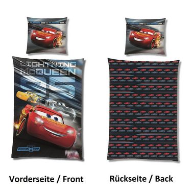 Kinderbettwäsche  Cars 135x200 80x80 cm, extra flauschig mit Reißverschluss, Familando, Fleece, 2 teilig, mit Lightning McQueen, Cruz Ramirez & Jackson Storm