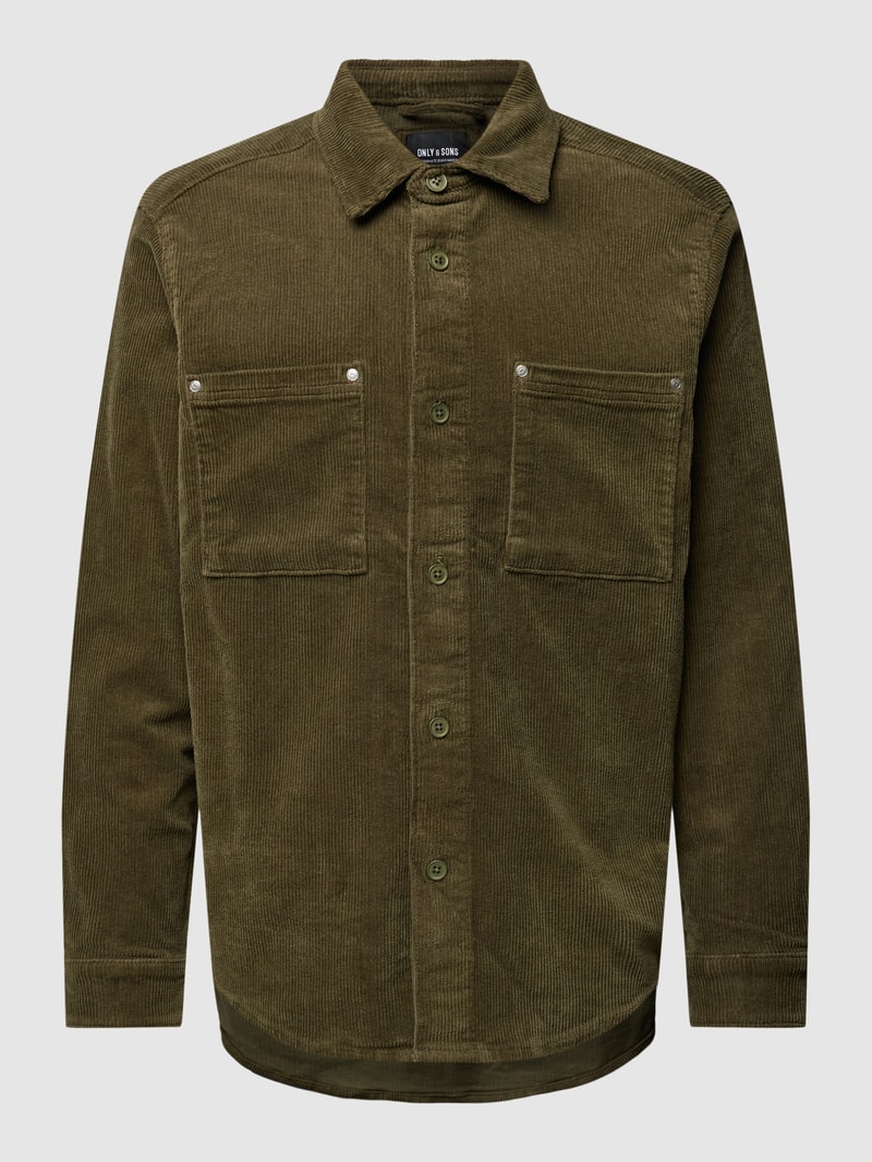 Overshirt aus Cord Modell 'TRACK' in olivgrün