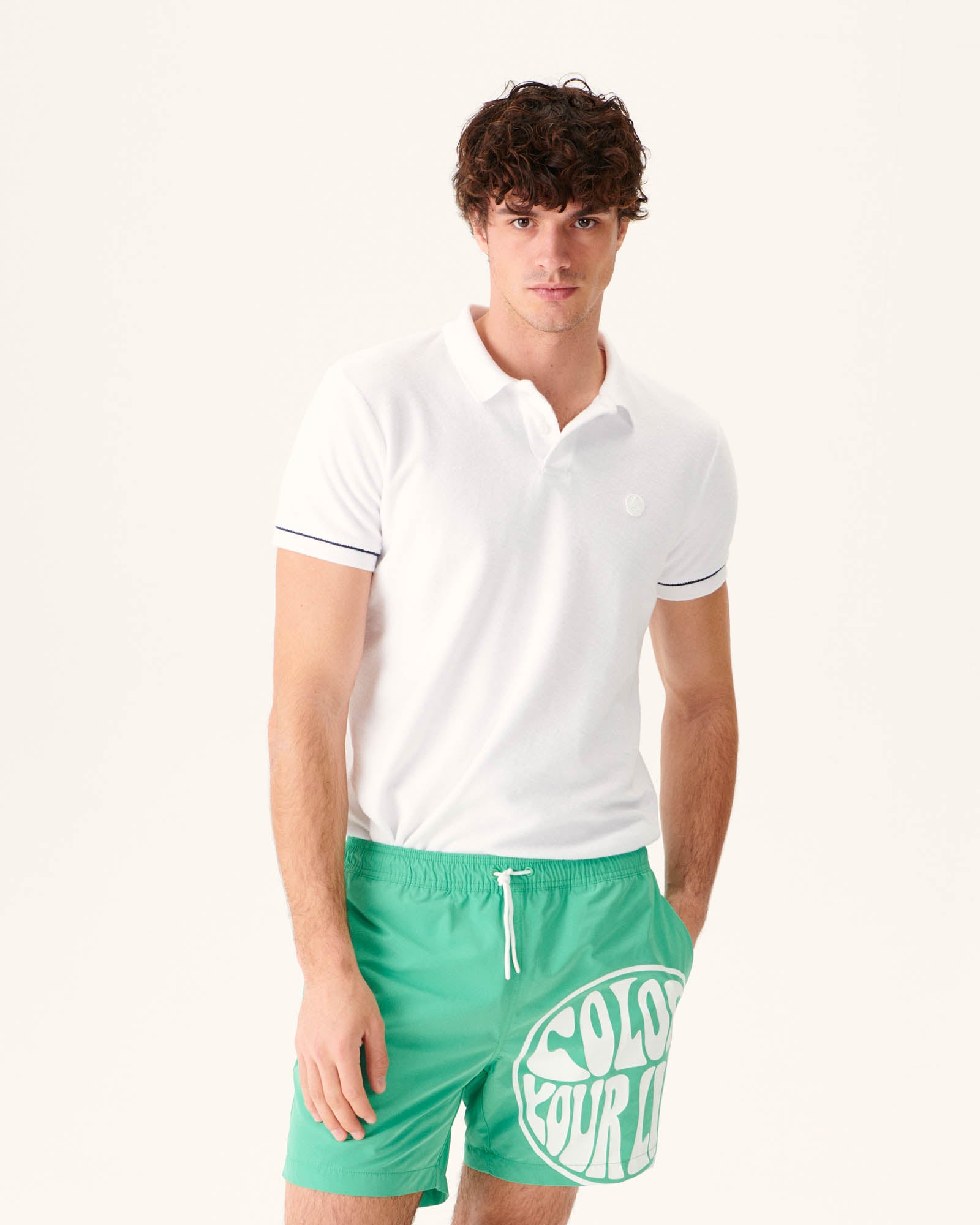 Short de bain Vert/Funday blanc Biarritz