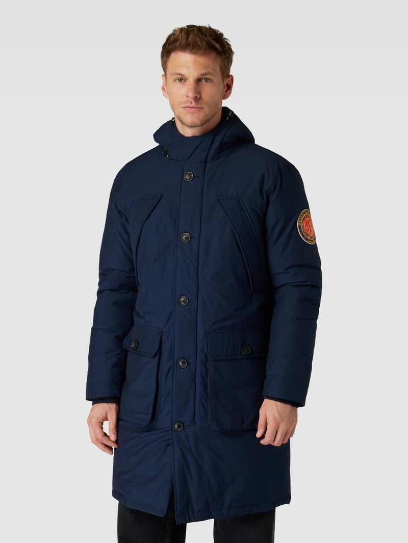Parka mit Label-Patch in marineblau