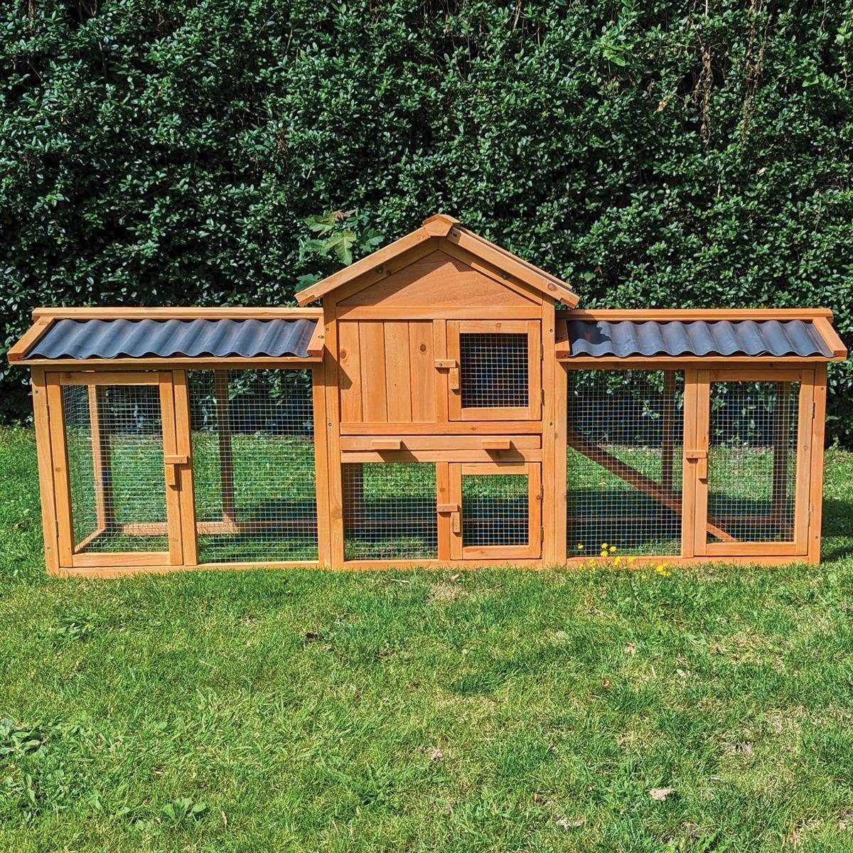 Zoo-XXL Kleintierstall Kaninchenstall Picasso Natur mit PVC Welldach