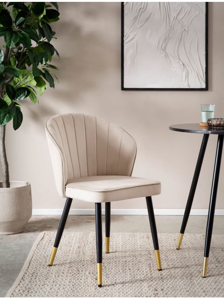 KADIMA DESIGN Esszimmerstuhl 2er Set Samt Küchenstuhl mit Metallbeinen, in Beige günstig kaufen onesize