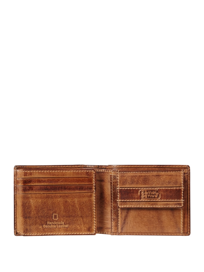 Portemonnaie aus Leder im Retro-Look in mittelbraun