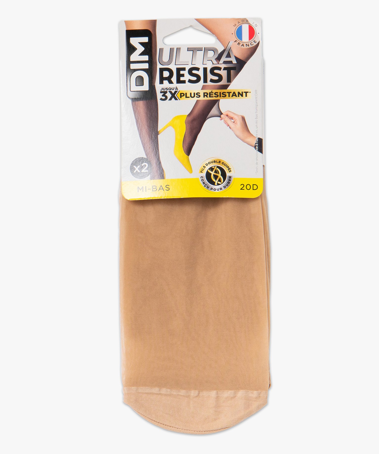 Mi-bas femme transparents Ultra Resist (lot de 2) - Dim beige | GEMO