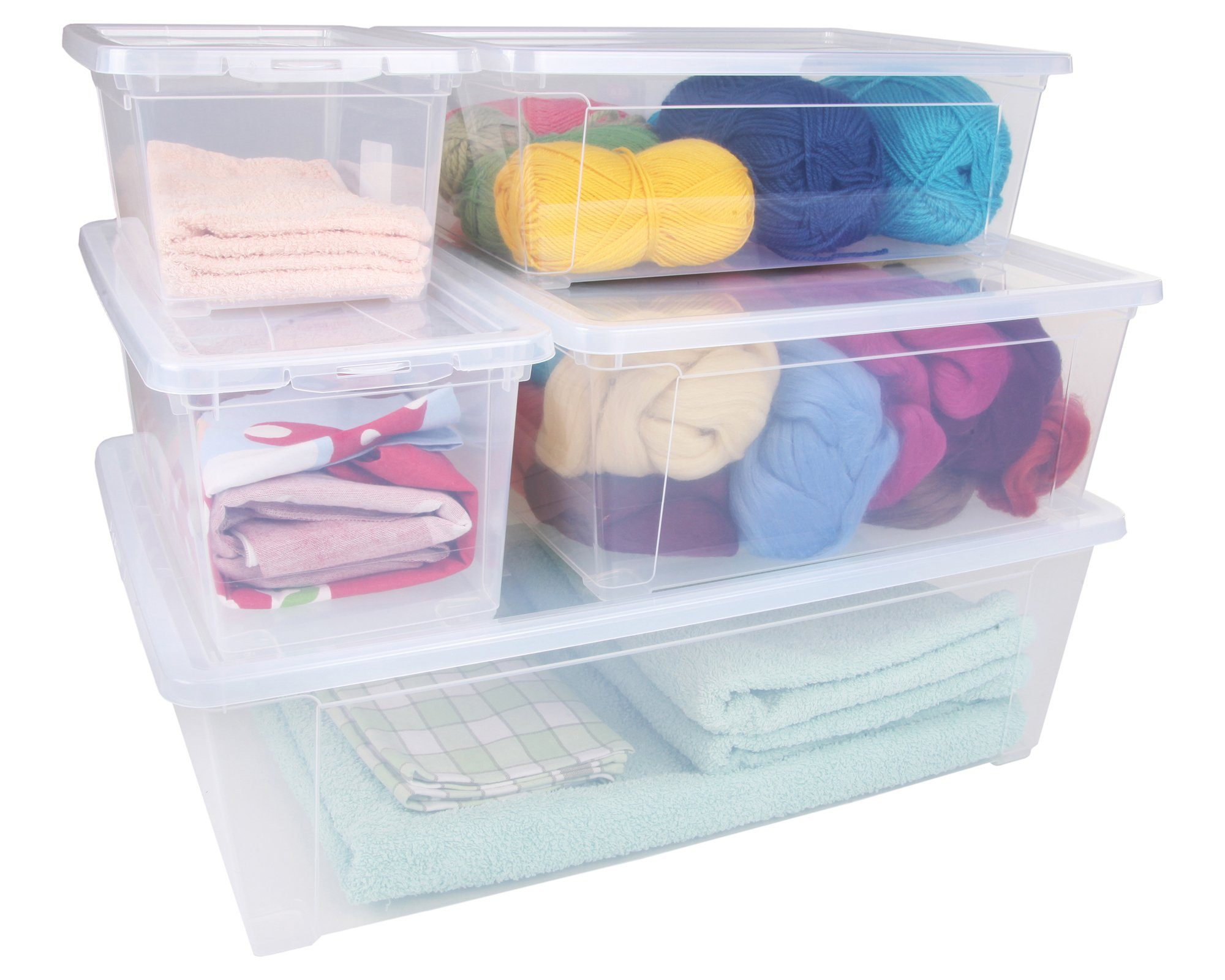 ONDIS24 Aufbewahrungsbox Aufbewahrungsbox Nähbox Schuhbox Lagerbox Allzweckbox Easy XS & Deckel, stapelbar, platzsparend, modular kombinierbar