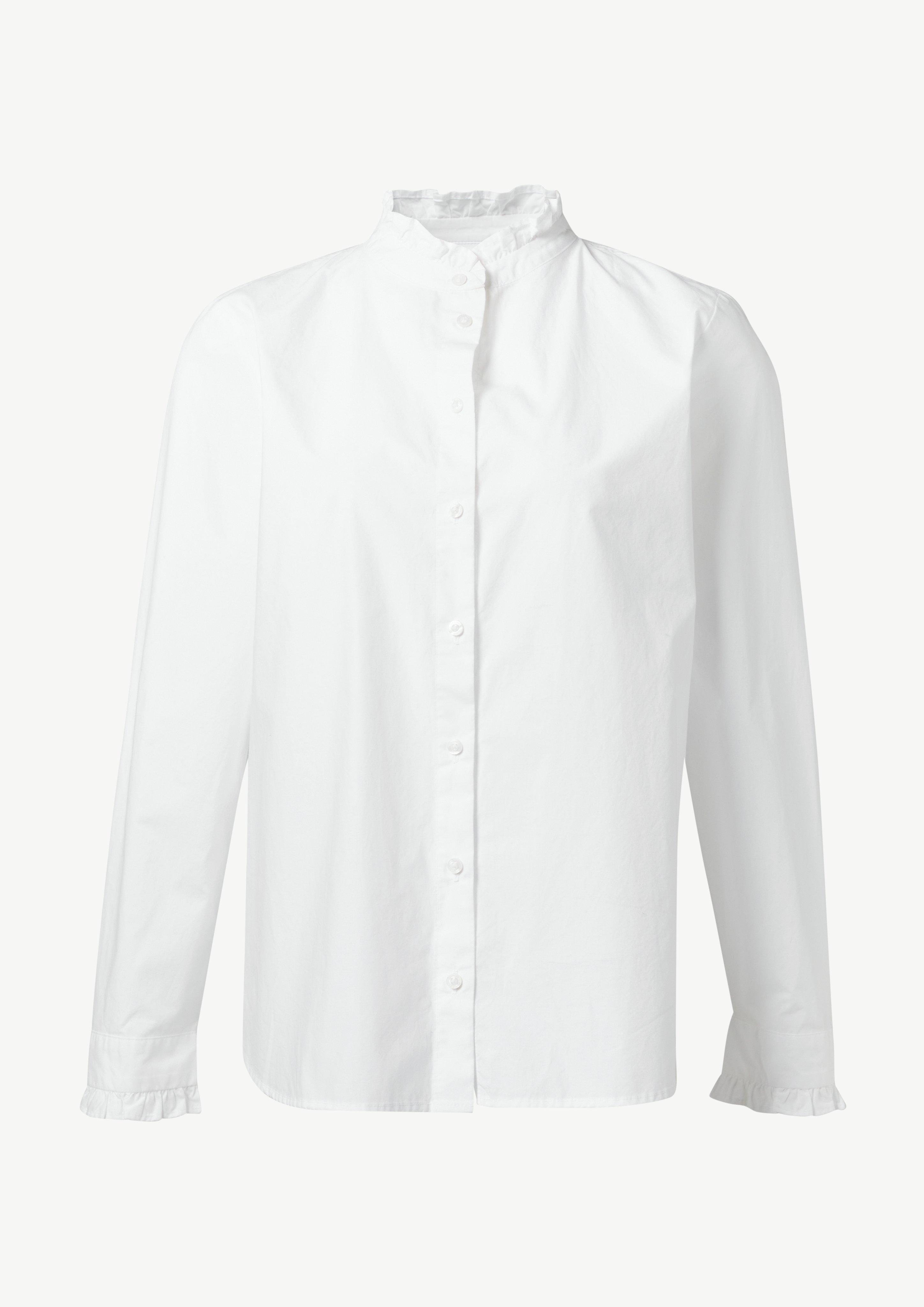 Bluse aus Popeline mit Rüschen-Details - weiß