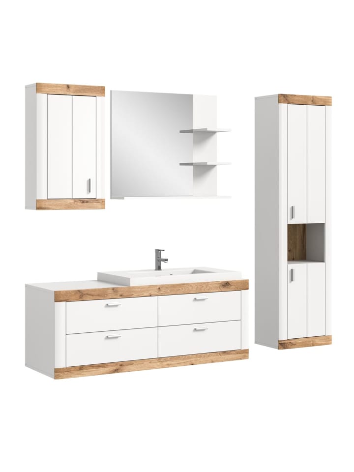 ebuy24 Badmöbelset Laredo 4-teilig Weiß 192 x 48 cm günstig kaufen onesize