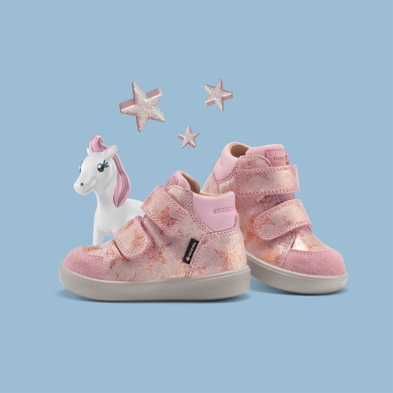 SUPIES - Rosa/GoldSneaker high mit Klettverschluss
