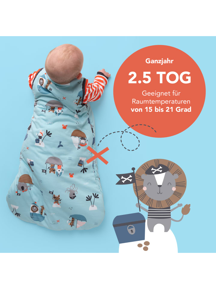 Schlummersack Babyschlafsack, 2.5 TOG in Hellblau-Rot günstig kaufen