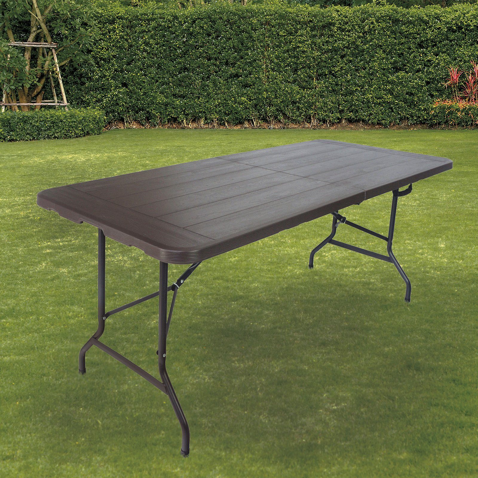 TRUTZHOLM Bierzeltgarnitur Buffettisch Klapptisch 180 x 75 cm Holzoptik klappbar Kunststoff Garte, (1x Produkt, 1-tlg)