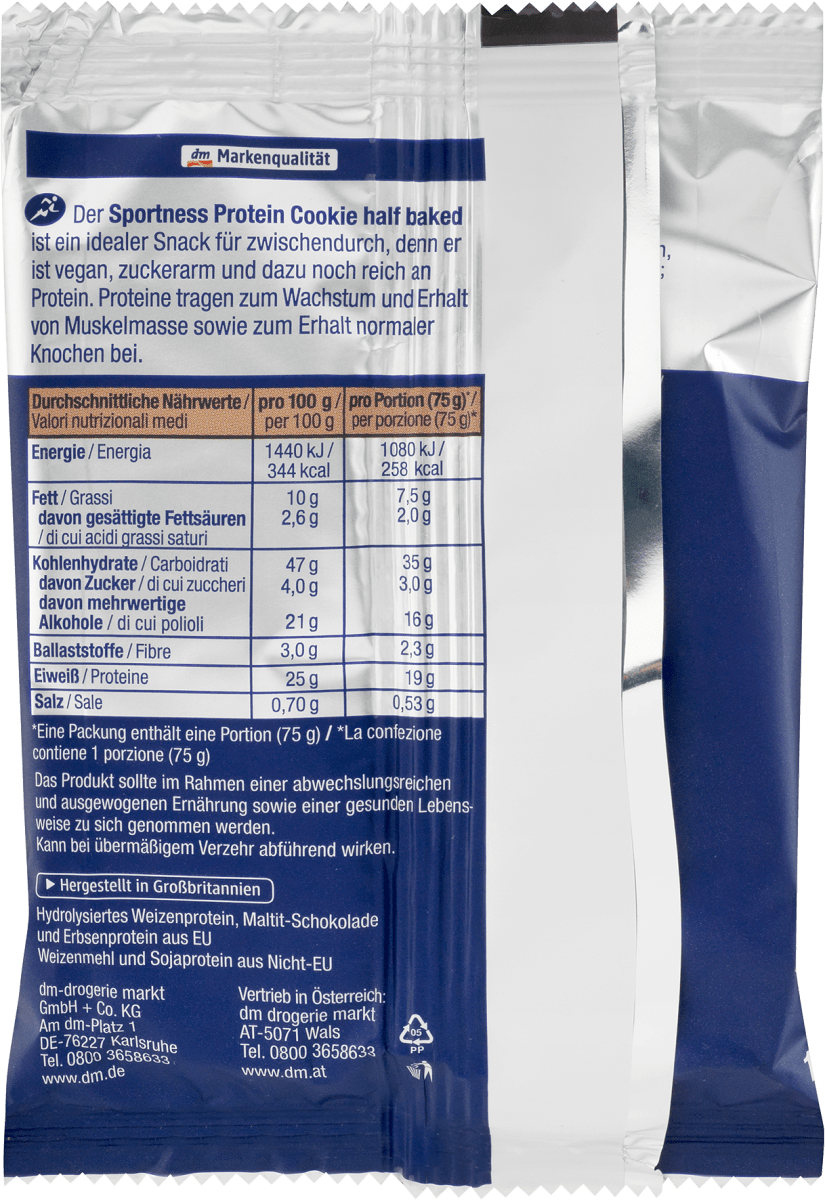 Protein Cookie, Half Baked, Chocolate Chip Geschmack, vegan, 75 g